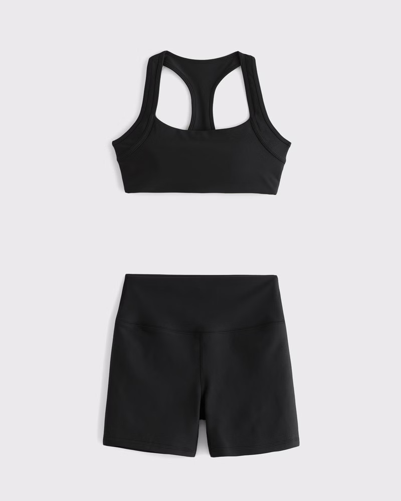 Abercrombie & Fitch Women's YPB sculptLUX Sports Bra & Bike Short Set in Black - Size S | Abercrombie & Fitch (US)