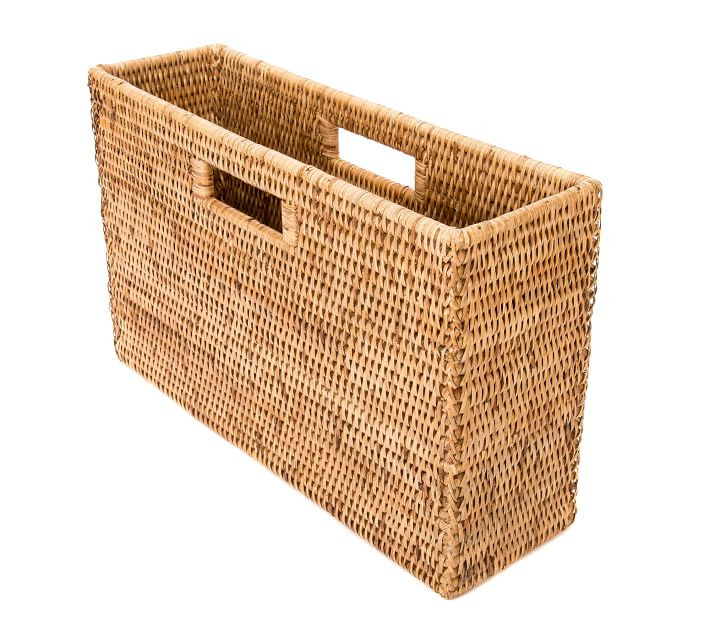 Tava Handwoven Rattan Rectangular Magazine Holder | Pottery Barn (US)