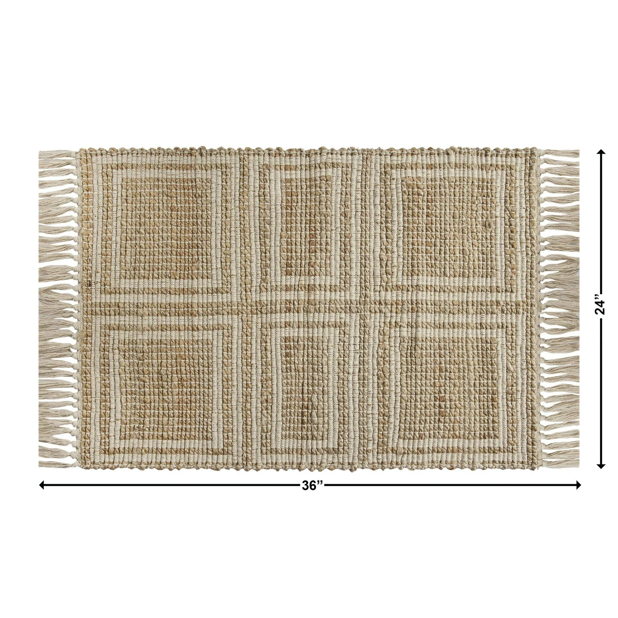 Better Homes & Gardens Ivory & Natural Interlocking Jute 24" x 36" Accent Rug | Walmart (US)