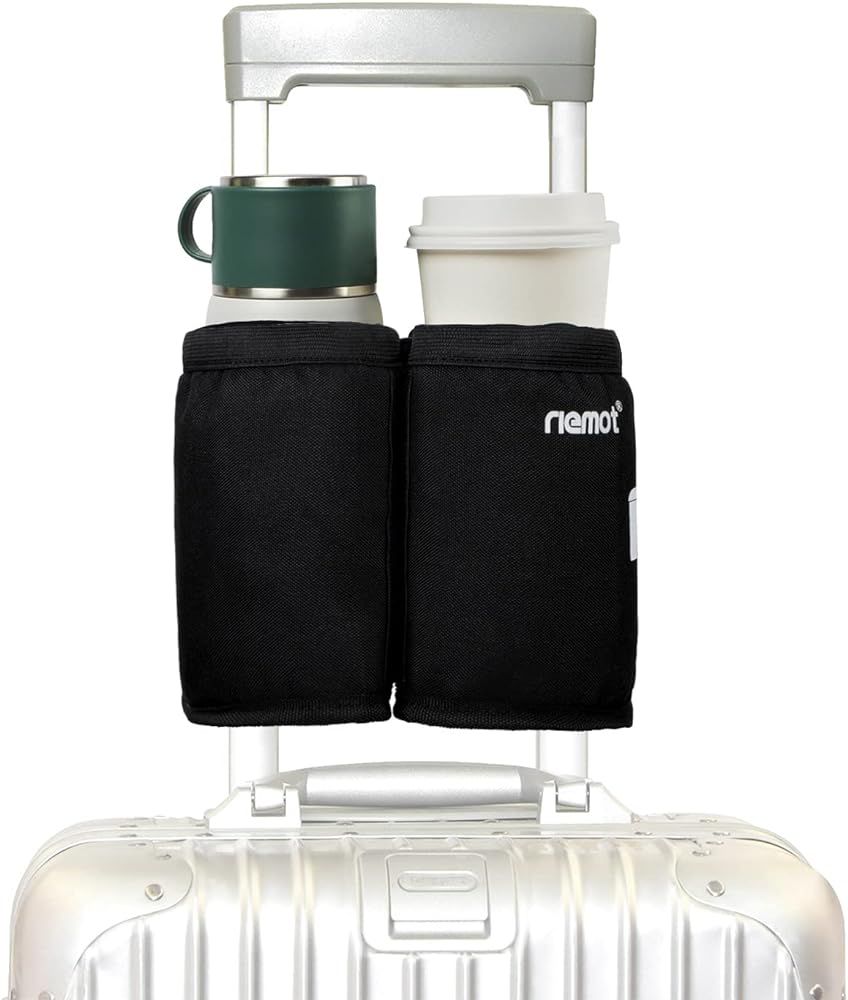 Amazon.com | riemot Luggage Travel Cup Holder Free Hand Drink Caddy - Hold Two Coffee Mugs - Fits... | Amazon (US)