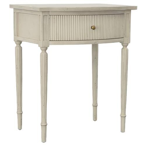 Tanya French Country Cream Mahogany Wood 1 Drawer Side Table | Kathy Kuo Home