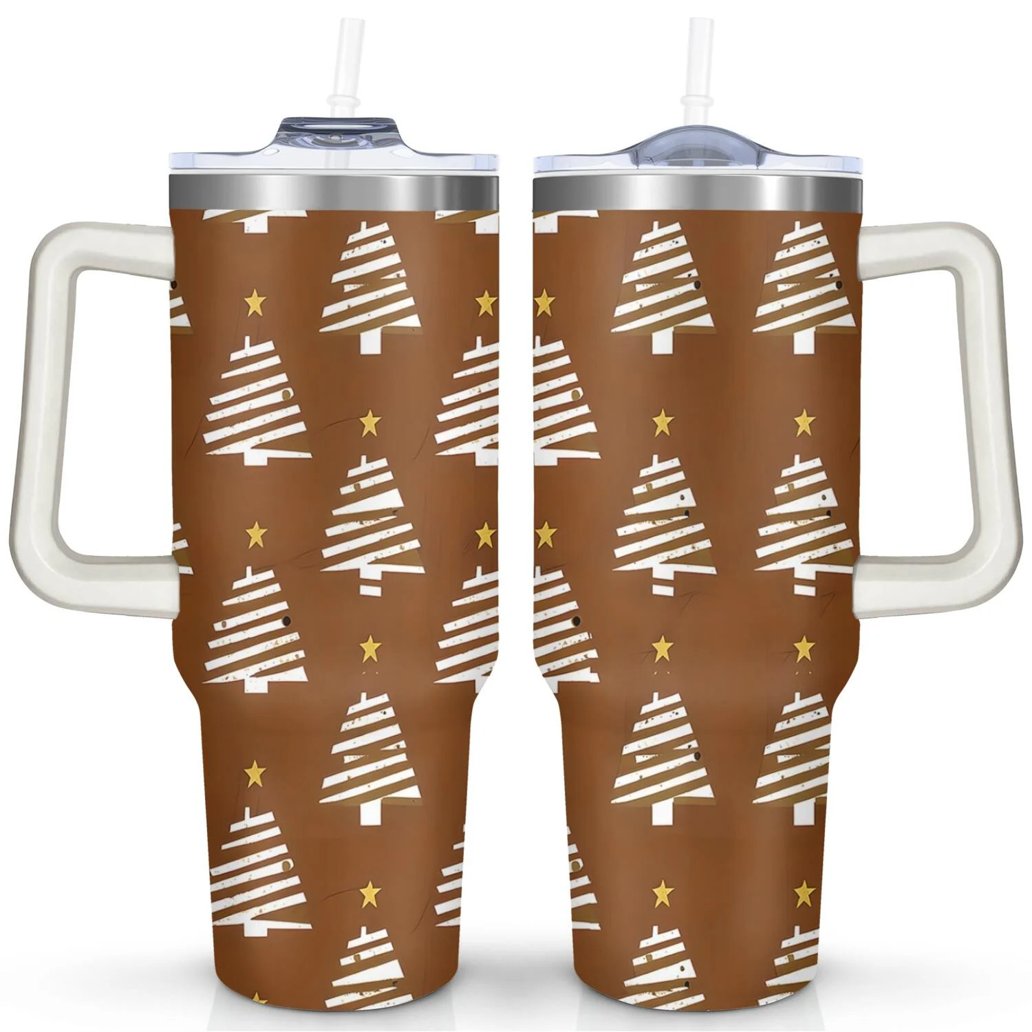 Christmas 40 Oz Coffee Tumbler with Handle Insulated Leakproof Xmas Tree Coffee Travel Mug Modern... | Walmart (US)