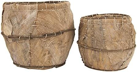 Creative Co-Op Handmade Coca Leaf Plastic Lining (Set of 2 Sizes/Hold 17" & 20" Pots) Each one Wi... | Amazon (US)