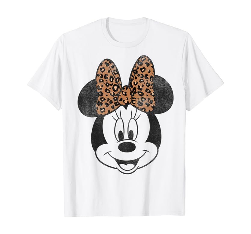 Mickey And Friends Minnie Mouse Leopard Bow Portrait T-Shirt | Amazon (US)