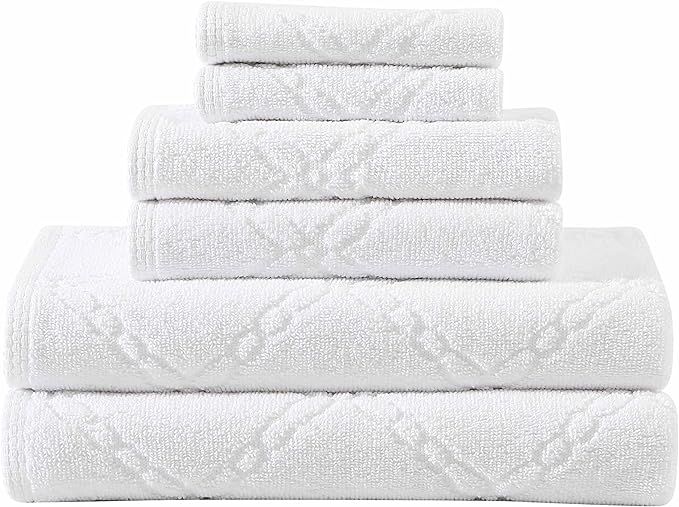 Laura Ashley Set Absorbent & Fade Resistant Cotton Towels, Farmhouse Bathroom Decor, 6 Piece, Ban... | Amazon (US)