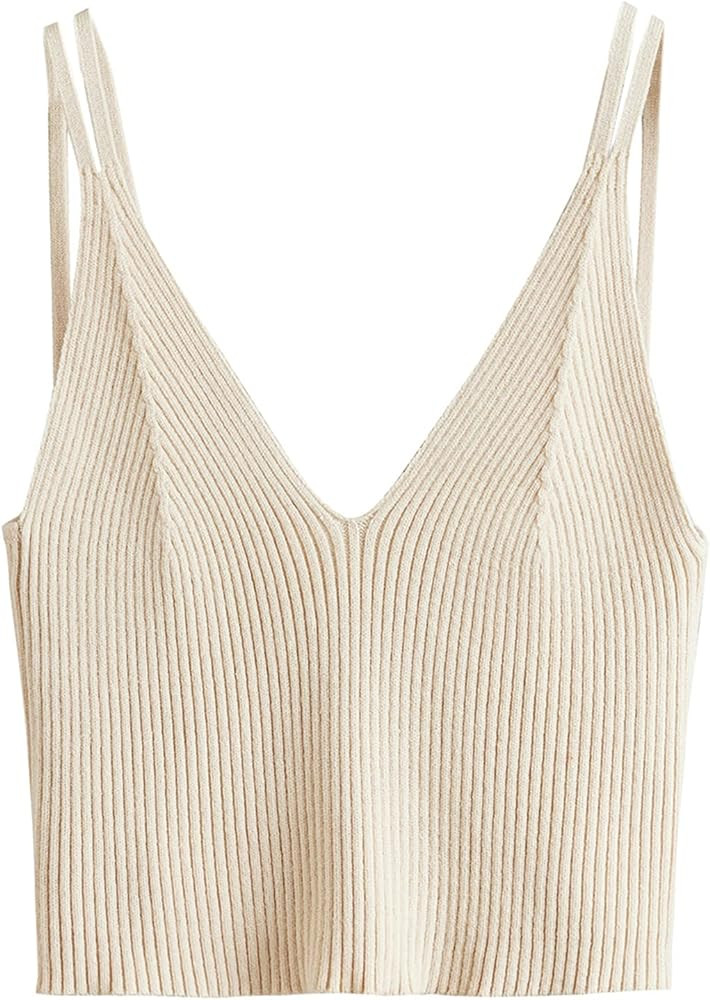 SweatyRocks Women's V Neck Spaghetti Strap Cami Tank Top | Amazon (US)