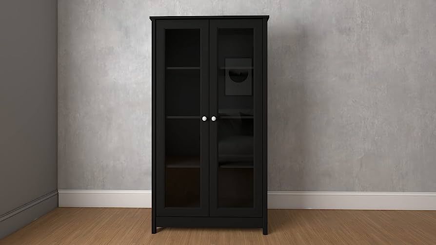 Bertolini Oasis 2 Door Glass Cabinet (Black) | Amazon (US)
