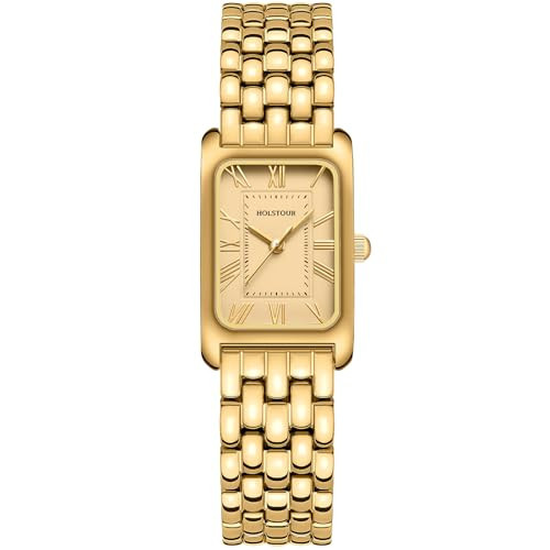 HOLSTOUR Watches for Women Vintage Bracelet Gold Roman Dial Rectangular Case Gold Watch Waterproof with Tools | Amazon (US)
