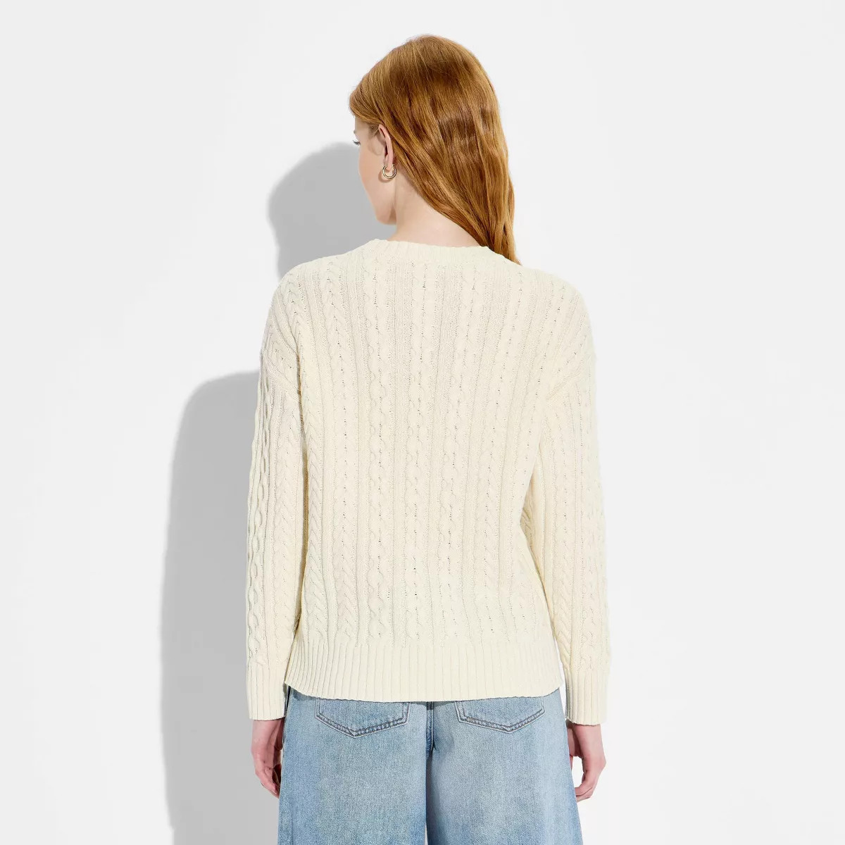 Women's Crewneck American Flag Pullover Sweater - Wild Fable™ Dark Off-White Flags M | Target