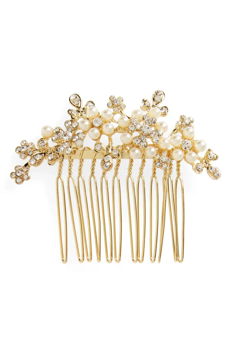 Elle Crystal & Imitation Pearl Hair Comb | Nordstrom