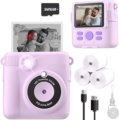 Instant Print Camera for Kids, Christmas Birthday Gifts for Girls Boys Age 3-12,Kids Digital Came... | Amazon (US)