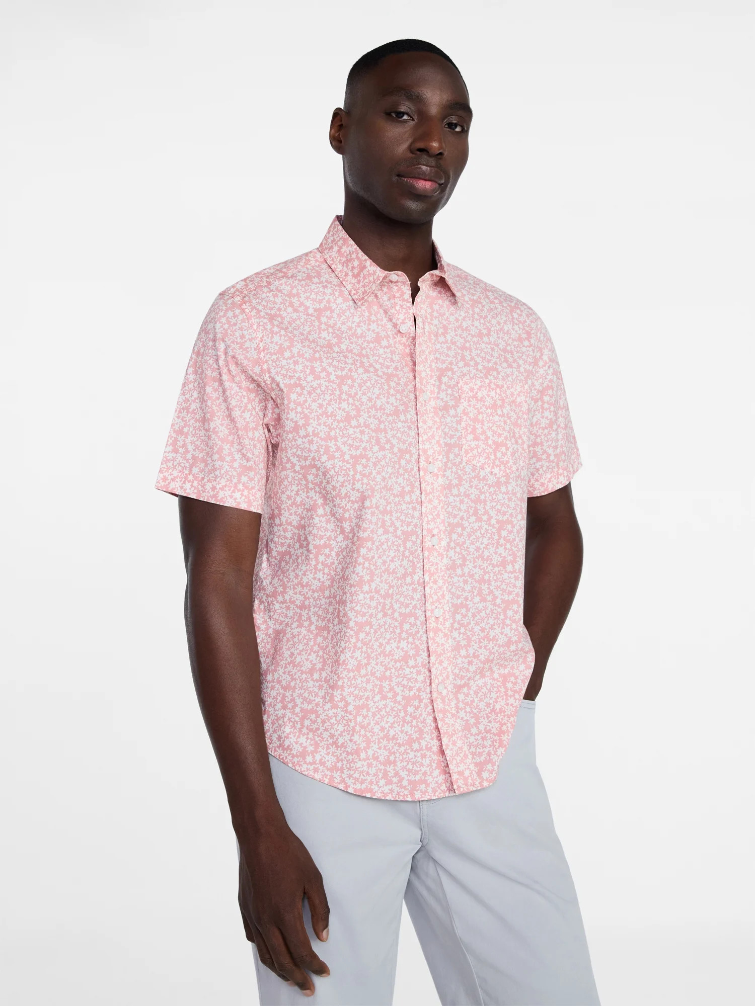 George Men's and Big Men's Button Up Poplin Shirt with Short Sleeves, Sizes S-3XL | Walmart (US)