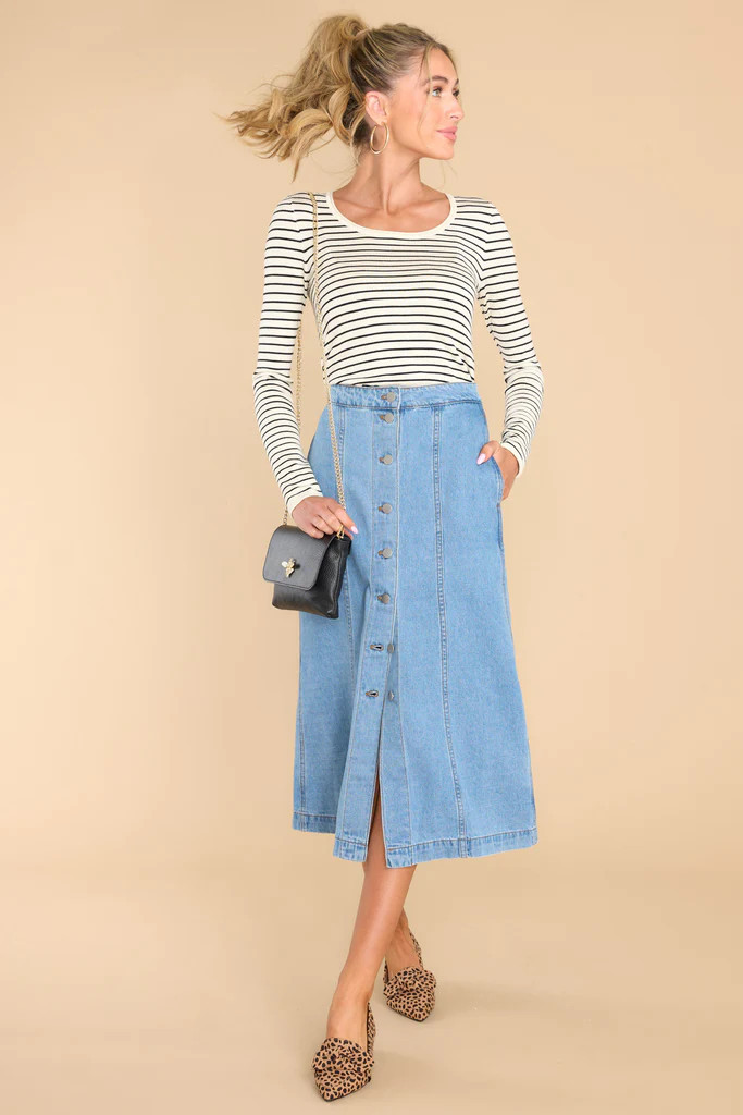 Mixed Signals Black Stripe Top | Red Dress 