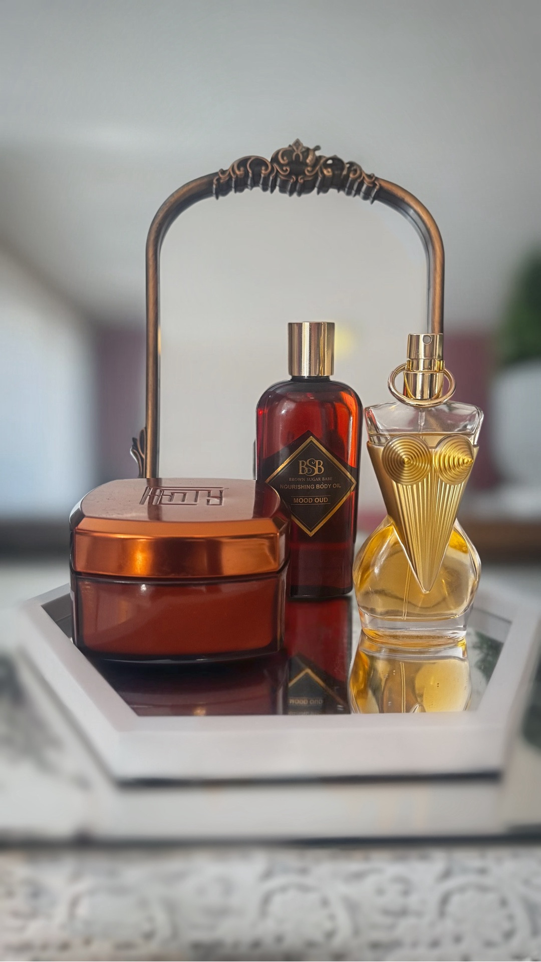 ✨ Scent combo of the day✨  Vibe is Powerful Femininity | Sexy | Intoxicating: 

• Fenty Parfum Body Cream (Notes: Magnolia, musk, tangerine, and Bulgarian rose) |

• Brown Sugar Babe Nourishing Body Oil - Mood Oud (Notes: Top: The Pink Pepper & Bergamot; Heart: Turkish Rose & Jasmine; Base: Agarwood, Vanilla & Amber) | 

• Jean Paul Gaultier - Gaultier Divine (Notes: Top - salty; Middle - lily; Base - meringue) 

#fragrance #scentcombo #floral #gourmand 

#LTKStyleTip #LTKSeasonal #LTKBeauty