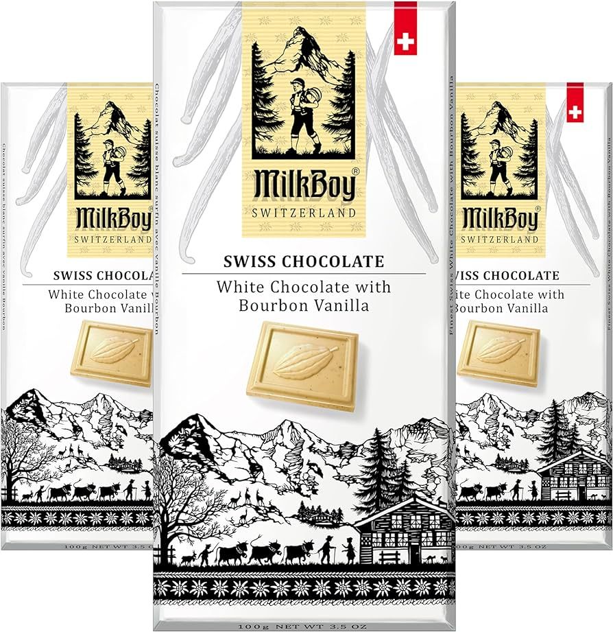 Milkboy Swiss White Chocolate Bars - Gourmet Bourbon Vanilla Chocolate Bars - Made with Pure Natural Vanilla - White Premium - Gluten Free - Non-GMO - Kosher - 3.5oz 3 Packs | Amazon (US)