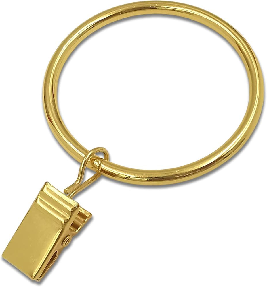 20 Pack Gold Curtain Rings with Clips, Curtain Hooks Hangers Clip Rings for Hanging Drapes Bows H... | Amazon (US)
