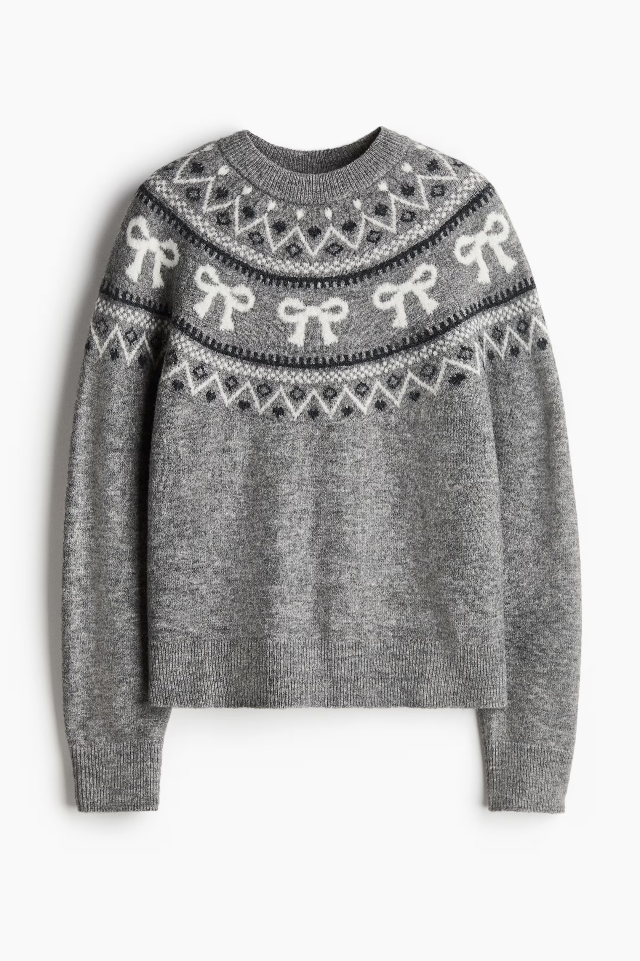 Jacquard-knit jumper - Dark beige/Hearts - Ladies | H&M GB | H&M (UK, MY, IN, SG, PH, TW, HK)