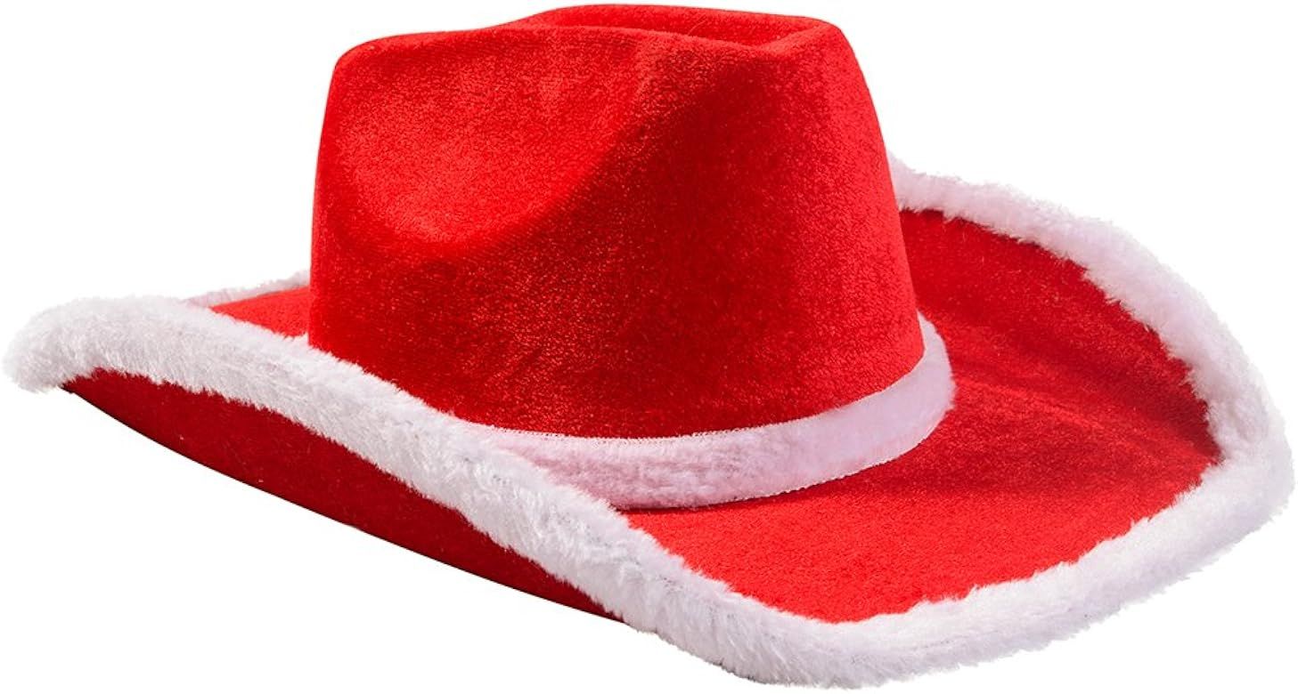 Funny Party Hats Santa Cowboy Hat – Christmas Hats Funny – Santa Costume Accessories | Amazon (US)