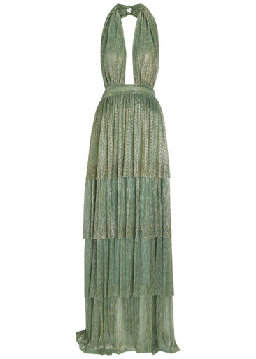 Nammos halterneck metallic-mesh maxi dress | Harvey Nichols