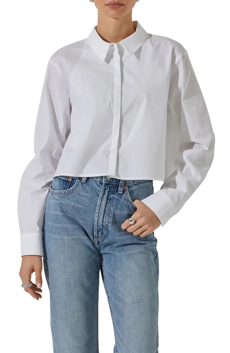 Tie Back Crop Button-Up Shirt | Nordstrom