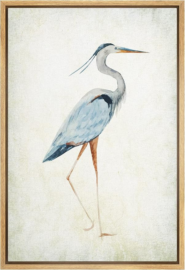 wall26 - Framed Canvas Wall Art - Heron Bird - Wild Animal - Gallery Wrap Modern Home Art | Ready... | Amazon (US)