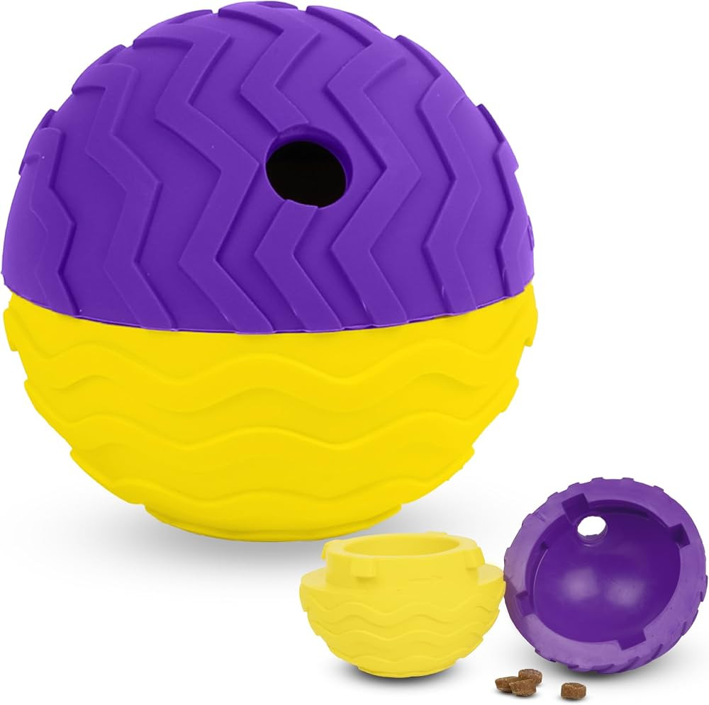 Brightkins Tough & Tumble 2 Piece Treat Dispenser: Large Textured Ball | Amazon (US)