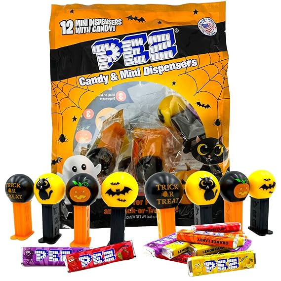 PEZ Candy Mini Halloween Candy Dispensers Trick or Treat Favors, Bag of 12, Orange, 0.32 Ounce (P... | Amazon (US)