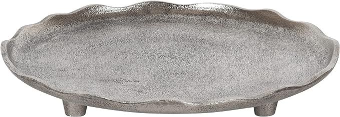 Kate and Laurel Alessia Modern Decorative Scalloped Round Footed Metal Tray, 16 Inch Diameter, Si... | Amazon (US)