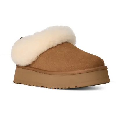 UGG(r) Tazzelle Genuine Shearling Collar Slipper in Mustard Seed at Nordstrom, Size 12 | Nordstrom