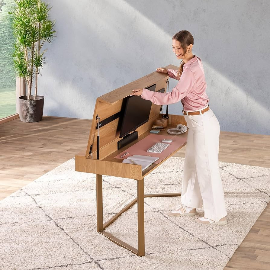 Convertible Desk, Simple Modern Home Office Desk with Storage, Folding Desk into Dining Table, Mu... | Amazon (US)