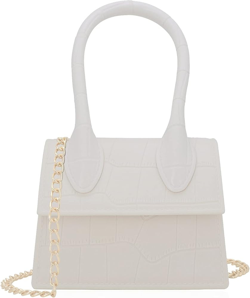 Nodeber Mini Crossbody Handbag Croc Embossed Jelly Top Handle Women Purse Styling Flap Clutch Bag | Amazon (US)