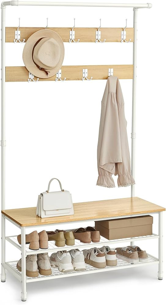 VASAGLE Coat Rack, Hall Tree with Shoe Storage Bench for Entryway, with 9 Hooks, a Shoe Rack, a H... | Amazon (US)