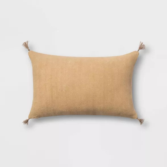 Washed Linen Lumbar Throw Pillow with Tassels - Threshold™ | Target