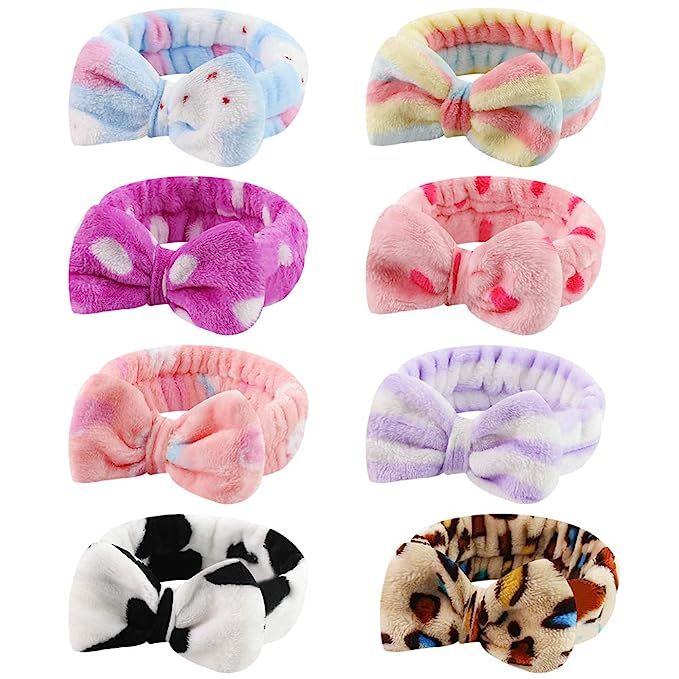 Bow Hair Band Spa Headband, 8PCS Makeup Headbands for Women Shower Spa | Amazon (US)