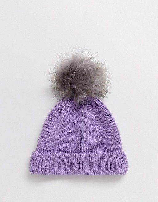Missguided bobble hat in lilac | ASOS US