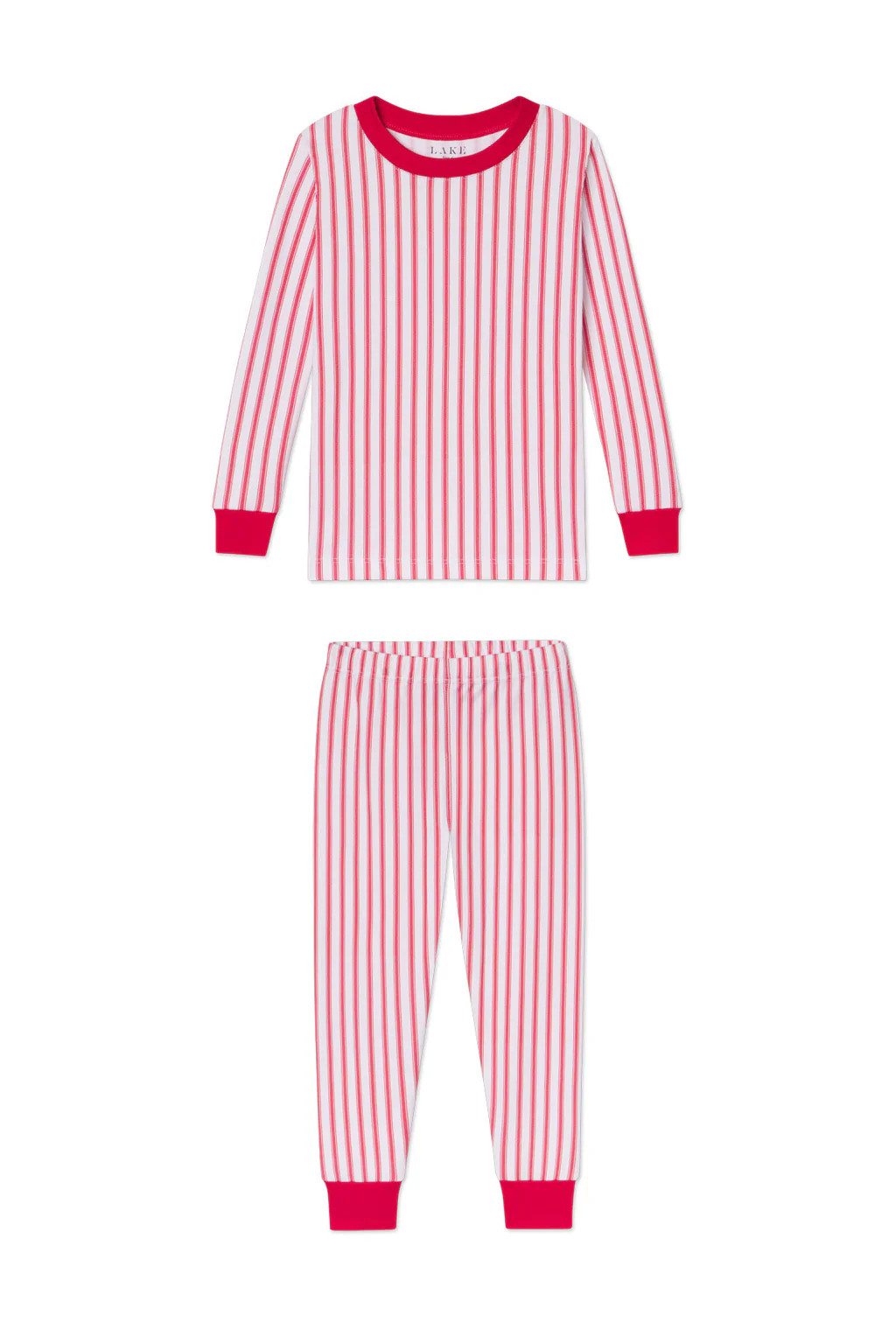 Kids Long-Long Set in Classic Red Ticking Stripe | Lake Pajamas