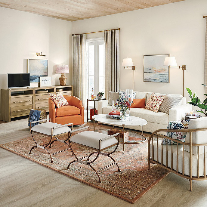 Melrose Oval Coffee Table with Shelf Marble & Metal | Ballard Designs, Inc.