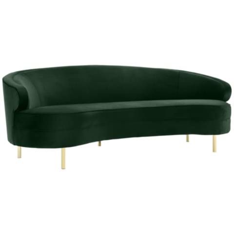 Baila 89 1/2" Wide Green Velvet Curved Sofa | LampsPlus.com