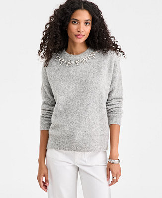 Women's Embellished Brushed Pullover Sweater, Macy's Exclusive | Macy's
