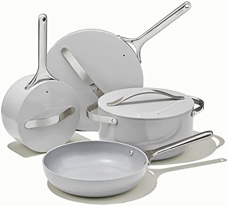 Caraway Nonstick Ceramic Cookware Set (12 Piece) Pots, Pans, Lids and Kitchen Storage - Non Toxic... | Amazon (US)