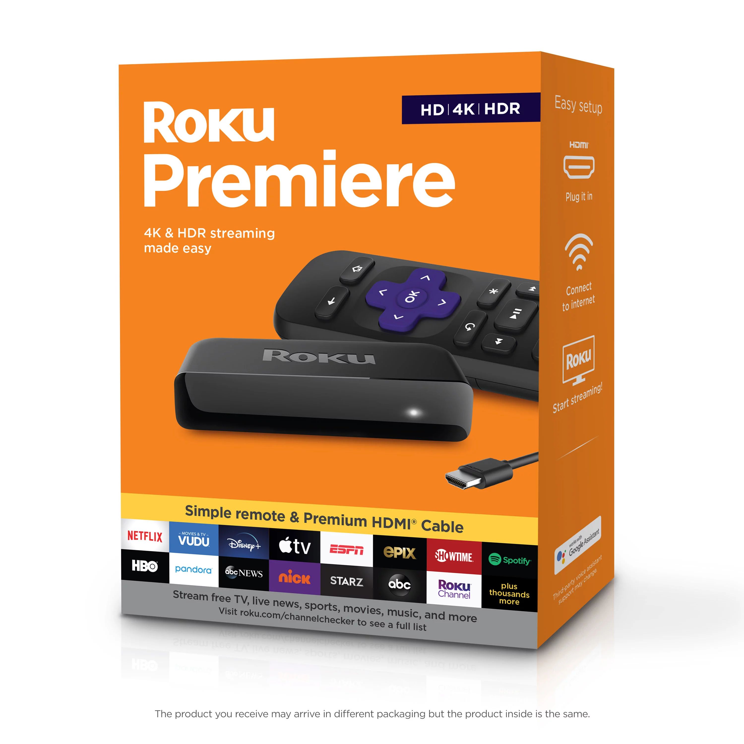 Roku Premiere | HD/4K/HDR Streaming Media Player, Simple Remote and Premium HDMI Cable | Walmart (US)