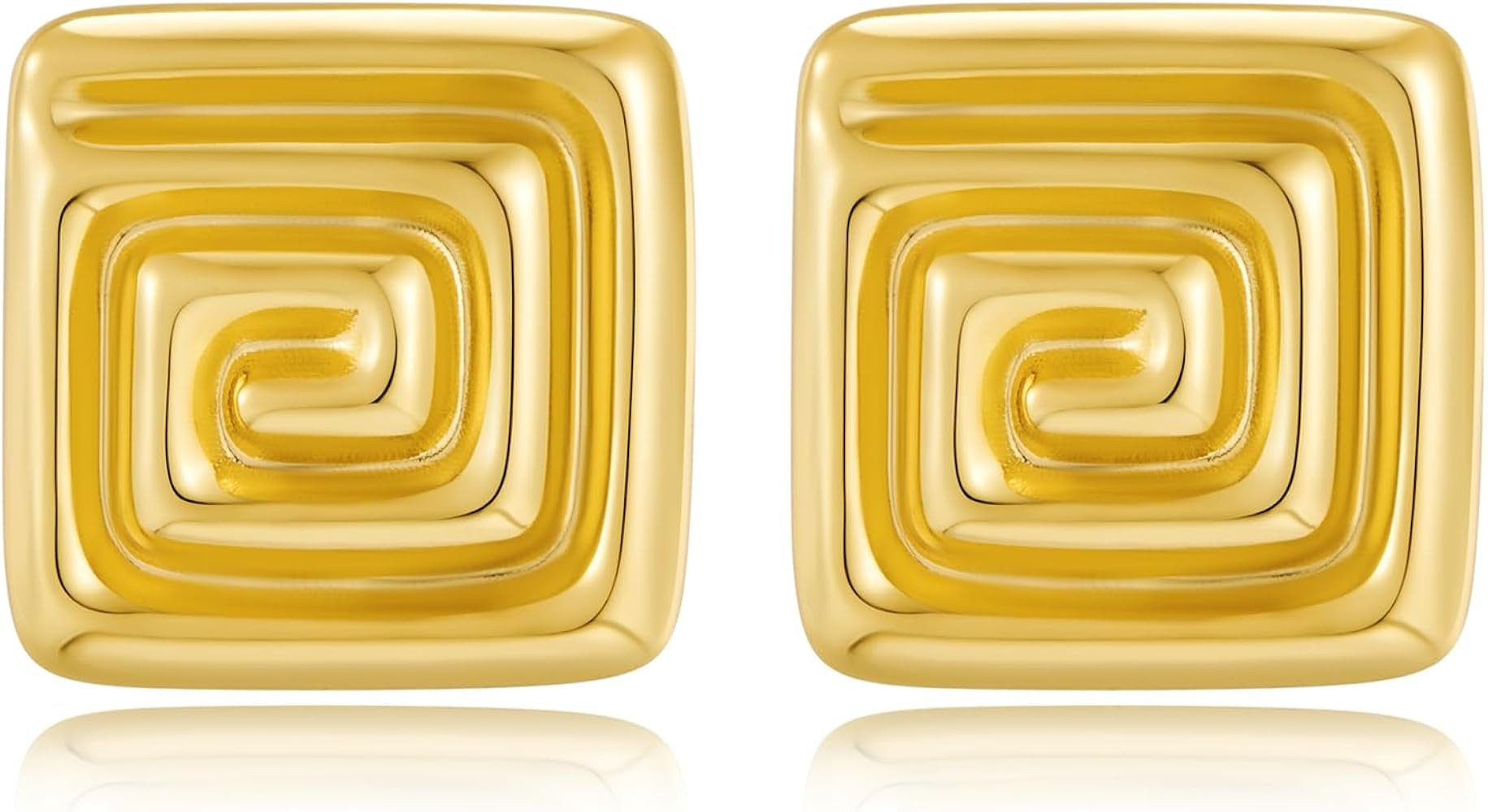 Large Gold Statement Chunky Stud Earrings for Women Trendy Vintage Large Gold Geometric Earrings | Amazon (US)