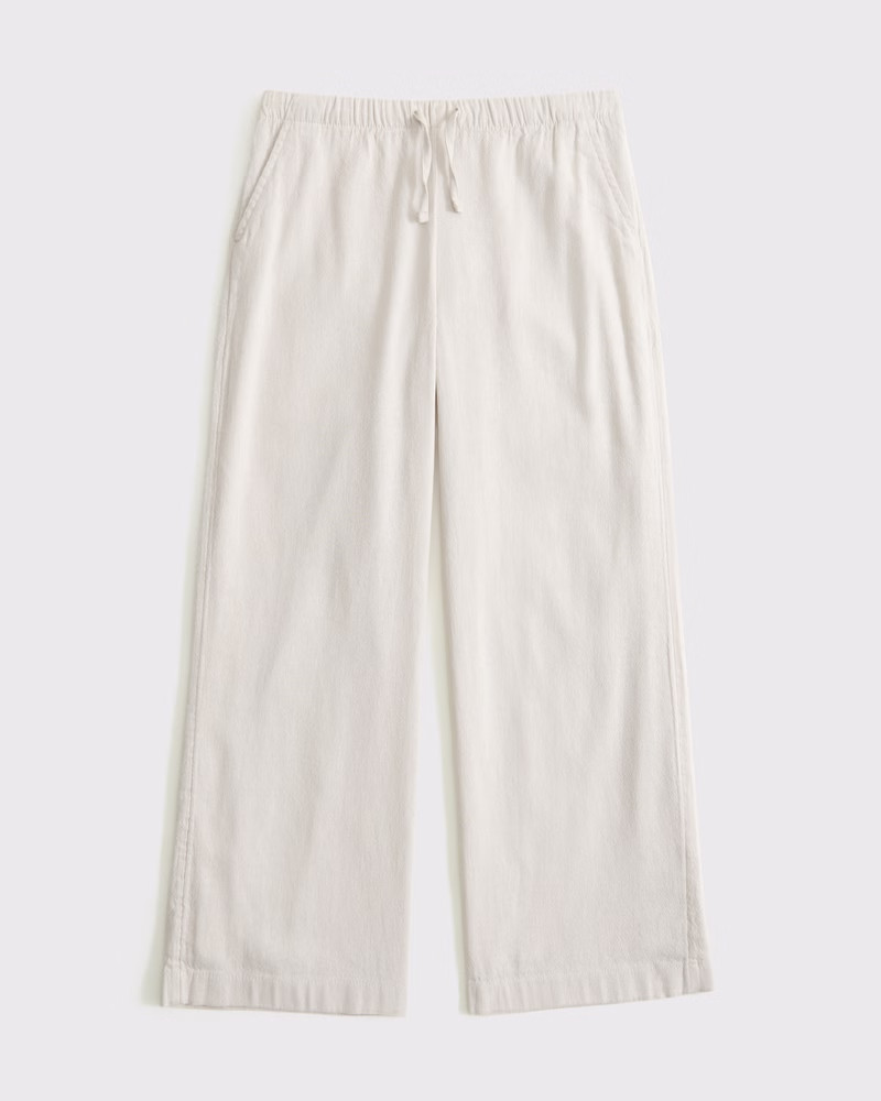 high rise ultra wide leg linen-blend pants | Abercrombie & Fitch (US)