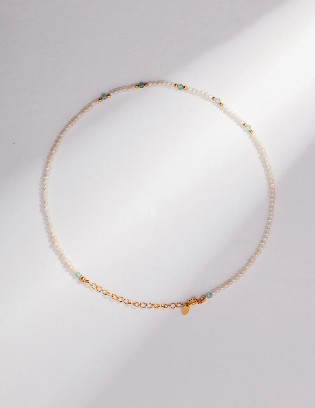 Pearl and Green Crystal Necklace | Apelila Jewelry