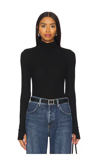 Arlen Long Sleeve Fitted Turtle Neck Top in Black | Revolve Clothing (Global)