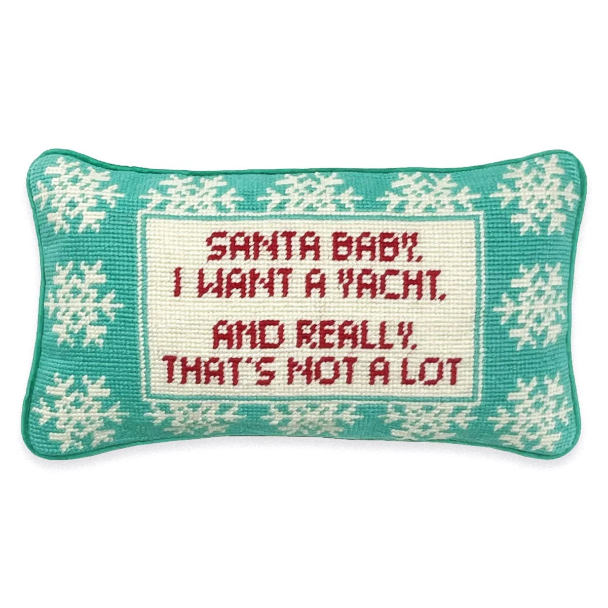 Furbish Studio - Santa I Want a Yacht Needlepoint Pillow | Furbish Studio