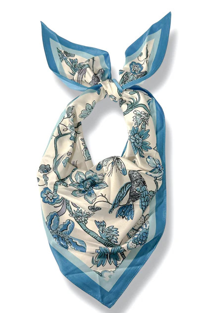 Tables Turned Blue Floral Pattern Triangle Scarf | The Willow Tree