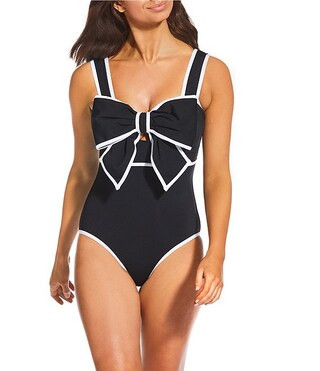 Signature Sculpt Solid Bow Front One Piece Swimsuit | Dillard's