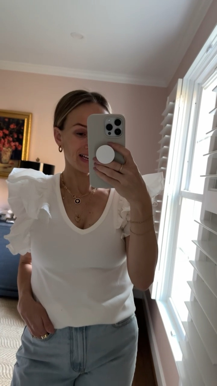 This flutter sleeve white top is SO cute for jeans this spring. I got it during the Tuckernuck sample sale. 

Size small!

#LTKstyletip #LTKSeasonal