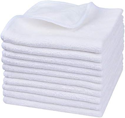 Sinland Microfiber Facial Cloths Fast Drying Washcloth 12inch x 12inch White 10 pack | Amazon (US)